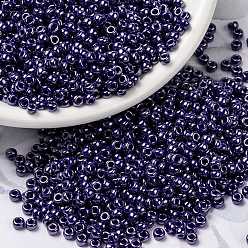 (RR434) Opaque Eggplant Luster Миюки круглые бусины рокайль, японский бисер, (р-р 434) непрозрачный баклажановый блеск, 8/0, 3 мм, отверстие : 1 мм, Около 422~455 шт / 10 г
