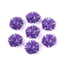 Dark Violet Heat Shrink Acrylic Bead Caps, Multi-Petal Flower, Dark Violet, 32~35x9~11.5mm, Hole: 1~1.2mm