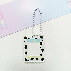 Белый Акриловый diy фотокарта фоторамка брелок, прозрачный диск звезда чеканка кулон украшения наклейка брелок, с шариковыми цепями случайного цвета, прямоугольные, белые, 5.1x3.7 см