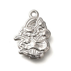 Нержавеющая Сталь Цвет Антикоррозийные 304 подвески из нержавеющей стали, цветочный шарм, цвет нержавеющей стали, 22.5x16x3 мм, отверстие : 2 мм
