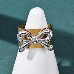 Золотой & Цвет Нержавеющей Стали 304 открытые кольца манжеты из нержавеющей стали, бантом, без свинца, без кадмии и без никеля, золотые и нержавеющая сталь цвет, 19 мм