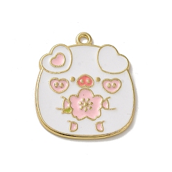 Белый Подвески из сплава эмали, свинья прелести, белые, 27x24x1 мм, отверстие : 1.8 мм