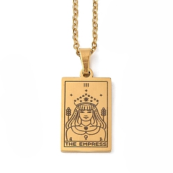 Другие Тема Таро 304 подвесные ожерелья из нержавеющей стали для женщин, кабель ожерелья цепи, реальный 18 k позолоченный, императрица, 45.5 см, Кулон : 22.5x13 мм