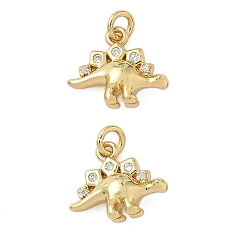 Настоящее золото 18K Латунные микро проложить кубического циркония подвески, динозавр прелести, стойки покрытие, долговечный, без кадмия и без свинца, с целью перехода в кольце, реальный 18 k позолоченный, 10x12.5x4.5 мм, отверстие : 2 мм
