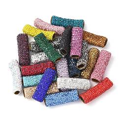 (52) Непрозрачная лаванда Латунные бусины из стразов и глины, прямоугольные, разноцветные, 26x8.5x6 мм, отверстие : 5.5x3 мм