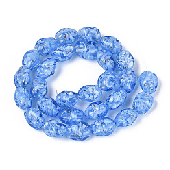 Васильковый Нити из бусин ручной работы в технике лэмпворк и блестящих бусинок, самородки, со цветком внутри , васильковый, 13.5~15x9~11.5x9~11.5 мм, отверстие : 1~1.4 мм, около 28 шт / нитка, 14.17~15.35'' (36~39 см)