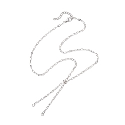 Нержавеющая Сталь Цвет 2.5мм 304 изготовление ожерелья из цепочки-скрепки из нержавеющей стали, с застежками-клешнями и латунными бусинами, цвет нержавеющей стали, 20.47 дюйм (52 см)