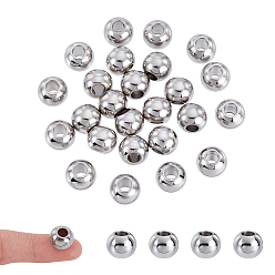 Нержавеющая Сталь Цвет 25шт 304 европейские бусины из нержавеющей стали, бусины с большим отверстием, круглые, цвет нержавеющей стали, 12x10 мм, отверстие : 5 мм