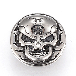 Antik Silber Farbe 304 Edelstahl Diacharme, halbrund mit dem Schädel, Antik Silber Farbe, 18x11 mm, Bohrung: 5x10 mm