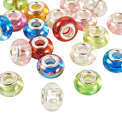 (52) Непрозрачная лаванда 20шт. европейские бусины из смолы с УФ-покрытием, RONDELLE большие шарики отверстия, с двойными сердечниками из сплава платинового тона, разноцветные, 13.5x9 мм, отверстие : 5 мм
