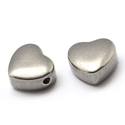 Stainless Steel Color Tarnish Resistant 304 Stainless Steel Beads, Heart, Stainless Steel Color, 10x11.5x5.5mm, Hole: 1.5mm