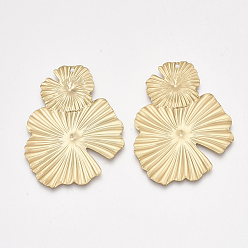 Matte Gold Color Smooth Surface Iron Big Pendants, Cadmium Free & Lead Free, Lotus Leaf, Matte Gold Color, 59x44.5x1mm, Hole: 1.6mm