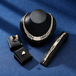 Золотой Прямоугольные ожерелья с подвесками из сплава, серьги-гвоздики, браслеты и комплекты колец, золотые, 470 мм