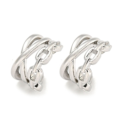 Платина Латунь манжеты серьги, форма цепи, платина, 13x9 мм