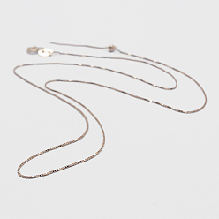 Розовое Золото 925 стерлингового серебра цепи коробки ожерелья, с застежками пружинного кольца, с печатью 925, розовое золото , 18 дюйм (45 см), отверстие : 2 мм, штифты : 0.6 мм