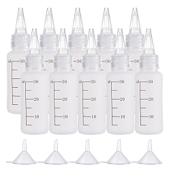 White Plastic Glue Bottles, with Transparent Plastic Funnel Hopper, White, 10.2cm, 20pcs/set