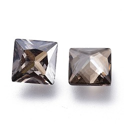 Хрустальная Сатина Кубического циркония указал назад кабошоны, граненые квадратные, кристалл сатин, 6x6x3 мм