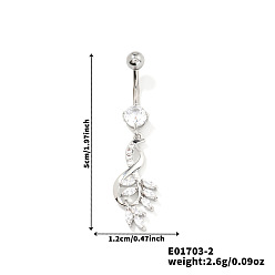 Серебро Лист латунь стразы кольца для живота изогнутая штанга, серебряные, 50x12 мм