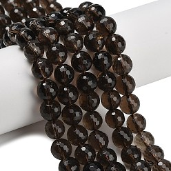 Дымчатый Кварц Природный дымчатый кварц нитей бисера, граненые, круглые, 10 мм, отверстие : 1 мм, около 38~39 шт / нитка, 15.16'' (38.5 см)