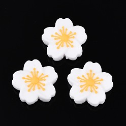 Оранжевый Силиконовые бусины, цветок, фокусные бусы, оранжевые, 28x28.5x9.5 мм, отверстие : 2 мм