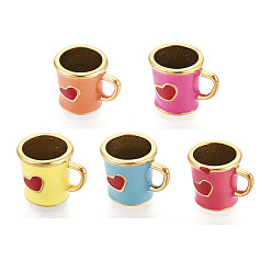 (52) Непрозрачная лаванда 304 нержавеющей стальной эмали подвески, чашка с подвеской в виде сердца, ионное покрытие (ip), реальный 14 k позолоченный, разноцветные, 17.5x13.5x12.5 мм, внутренний диаметр: 10 мм, отверстие : 5x4 мм