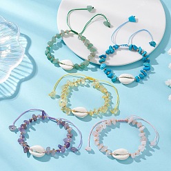 (52) Непрозрачная лаванда Регулируемые браслеты из натуральных и синтетических драгоценных камней и бусин из ракушек каури, плетеные из бусин, для женщин., раковина, со стеклянными бусинами, разноцветные, внутренний диаметр: 1.89 дюйм (4.8 см) ~ 3.43 дюйм (8.7 см)