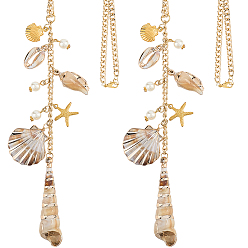 Золотой 2 шт. подвесное украшение из акрила и сплава в морском стиле, с алюминиевыми цепями бордюра, золотые, 300 мм