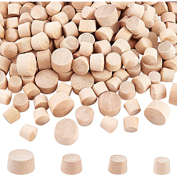 Blanched Almond 300Pcs 4 Style Wooden Bottle Stoppers, Bottle Tampions, Trapezoid, Blanched Almond, 9~14x8~9mm