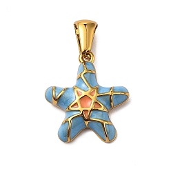 Звезда Океан 304 эмалированные подвески из нержавеющей стали, золотые, морская звезда, 17.5x16x4 мм, отверстие : 5x3 мм