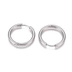 Stainless Steel Color 304 Stainless Steel Huggie Hoop Earrings, with 316 Surgical Stainless Steel Pin, Ring, Stainless Steel Color, 23x2.5mm, 10 Gauge, Pin: 0.9mm