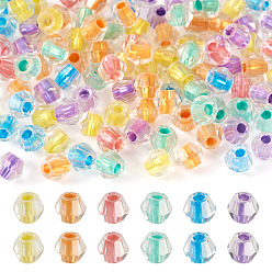 Разноцветный 2пакеты 200шт. прозрачные стеклянные бусины, граненые, двухконусные, красочный, 4.5x3.5 мм, отверстие : 1.6 мм, 100 шт / пакет