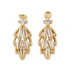 Настоящее золото 18K Латунные микро проложить кубического циркония подвески, без никеля , лист, лист, 17x6.5x3 мм, отверстие : 1 мм