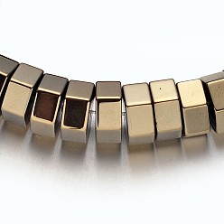 (252) Цвет внутри: морской / фиолетовый на подкладке Гальванизировать немагнитных синтетический гематит нитей бисера, шестиугольник, античная бронза покрытие, 8x4 мм, отверстие : 1 мм, около 97 шт / нитка, 15.7 дюйм