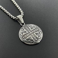 Нержавеющая Сталь Цвет Панк-стиль 304 ожерелья с подвеской в виде сердца и креста из нержавеющей стали, винтажные модные мужские украшения из нержавеющей стали, цвет нержавеющей стали