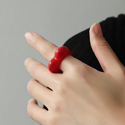 Красный 3d сердце цинковый сплав эмалированные кольца для пальцев, золотые, красные, внутренний диаметр: 18 мм