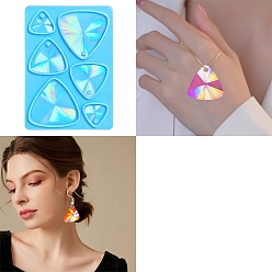 Светло-Голубой Голографический кулон треугольной формы своими руками, силиконовая форма, формы для литья смолы, для уф-смолы, изготовление изделий из эпоксидной смолы, Небесно-голубой, 99x69x6 мм, отверстие : 3 мм, внутренний диаметр: 17~37x18~37.5 мм