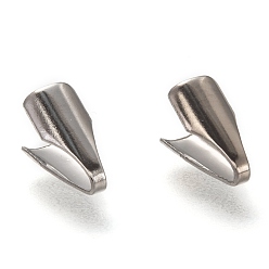 Нержавеющая Сталь Цвет Устойчивы к потускнению 304 нержавеющая сталь, складные обжимные концы, загибаем концы шнура, цвет нержавеющей стали, 8x4x2 мм, отверстие : 4.5x1.2 мм