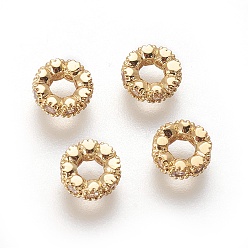 Golden Brass Micro Pave Cubic Zirconia Beads, Ring, Clear, Golden, 6~6.5x2.5mm, Hole: 3mm