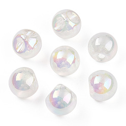 Светлый Золото-желтый УФ-покрытие радужными переливающимися акриловыми бусинами, круглые бусины судзумару, светлый золотарник желтый, 16.5 мм, отверстие : 3 мм