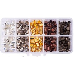 Mixed Color Brass Cord Ends, Mixed Color, 10x6mm, Hole: 1.2mm, 5.5mm inner diameter, 200pcs/box