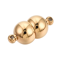 Настоящее золото 18K Магнитные застежки, нержавеющая сталь 304, два круга, ионное покрытие (ip), реальный 18 k позолоченный, 17.5x8.3 мм, отверстие : 1.2 мм