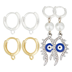 (52) Непрозрачная лаванда 4шт. 2 стиль 925 серьги-кольца из стерлингового серебра, с петлей, с печатью 925, серебро и настоящее 18k золотое покрытие, 14x12x2.5~3.5 мм, отверстие : 1 мм, штифты : 1 мм, 2 шт / стиль