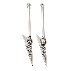 Античное Серебро Тибетский сплав стиля большие кулоны, без кадмия и без свинца, очарование алебарды, античное серебро, 58x9x4 мм, отверстие : 1.5 мм, Около 282 шт / 500 г