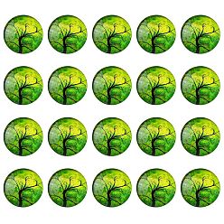 Зелено-Желтый Половина раунд / купол дерево шаблон стекло Flatback кабошоны для поделок проектов, зеленый желтый, 25x6 мм