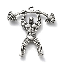 Античное Серебро Сплавочные подвески тибетского стиля, без свинца и без кадмия, человек, античное серебро, 43.5x38x7 мм, отверстие : 2.5 мм