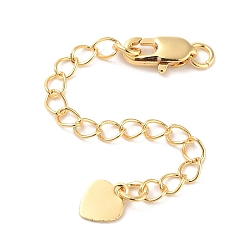 Настоящее золото 18K Латунный удлинитель цепи, концевые цепи, без кадмия, без никеля и без свинца, сердце, реальный 18 k позолоченный, 69 мм