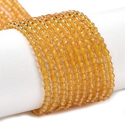 Goldenrod Transparent Glass Beads Strands, Faceted Round, Goldenrod, 2x2mm, Hole: 0.6mm, about 184pcs/strand, 14.49''(36.8cm)