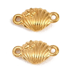 Real 18K Gold Plated Ocean Theme 304 Stainless Steel Connector Charms, Shell Shape Links, Ion Plating(IP), Long-Lasting Plated, Real 18K Gold Plated, 5.5x10x3.3mm, Hole: 0.9mm, about 15pcs/bag
