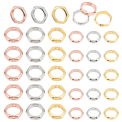 (52) Непрозрачная лаванда 60шт 6 стиль латунная рамка для бусин, шестиугольник, разноцветные, 9~11x8~10x2~2.5 мм, отверстие : 0.9~1 мм, 10 шт / стиль