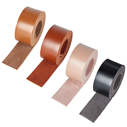 Mixed Color 4 Rolls 4 Colors Flat Single Face Imitation Leather Cords, Smooth, Mixed Color, 25x1.8mm, 1 yard/Roll, 1 roll/color
